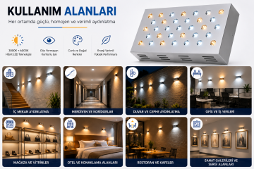 Dikdörtgen Kuyumcu Led Spot Armatürü 50W 28 Lens Sıva Üstü 3000K + 6000K
