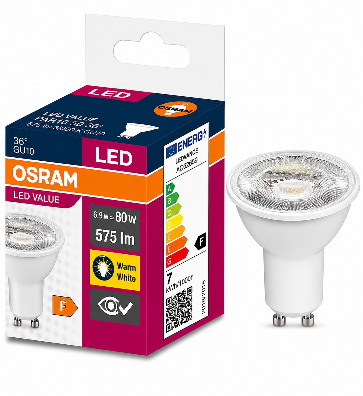 Osram 6,9 Watt GU10 Duylu Çanak Ampul 3000K Gün Işığı AC62659