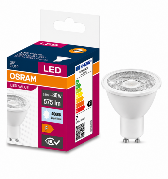 Osram 6,9 Watt GU10 Duylu Çanak Ampul 4000K Natural Işık AC62660