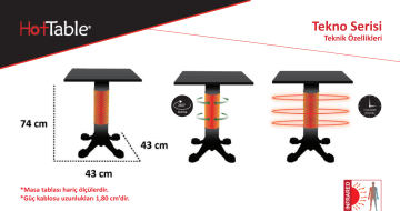 Hottable Tekno Plus Kumandalı Masa Tipi Dış Mekan Kafe Restorant İnfrared Isıtıcı 1500 Watt