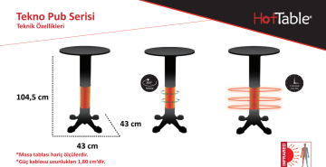 Hottable Tekno Pub Plus Kumandalı Masa Tipi Dış Mekan Kafe Restorant İnfrared Isıtıcı 2000W