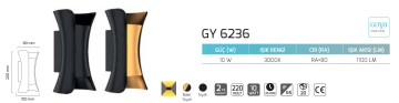Goya 10W Dış Mekan Dekoratif Led Duvar Aplik Aydınlatma GY 6236