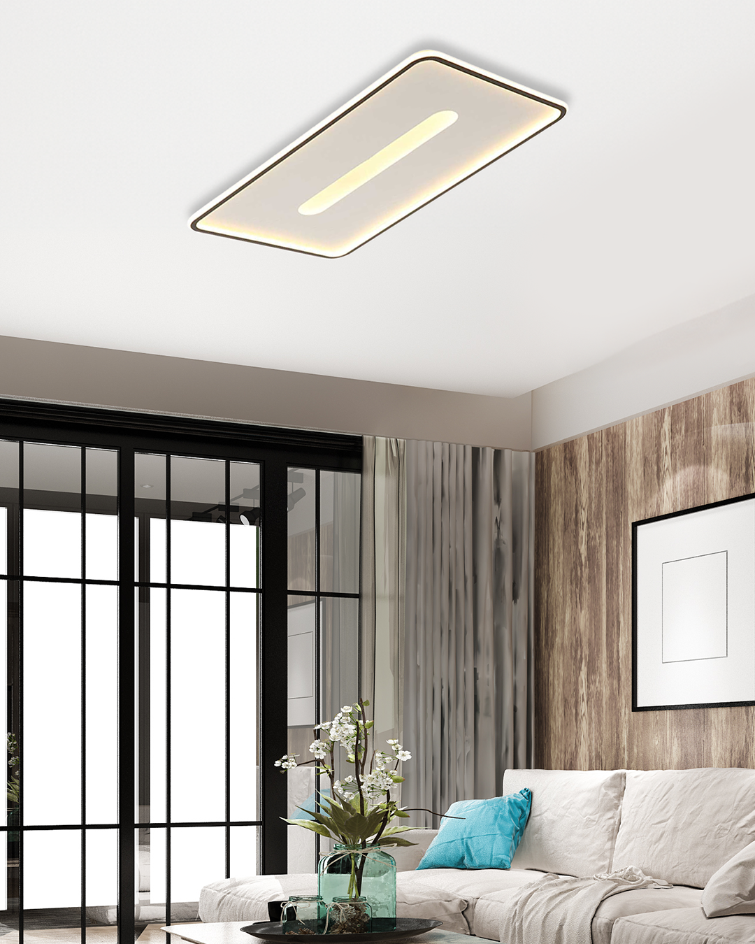 Ceres Modern Dekoratif Dikdörtgen Plafonyer Led Avize Aydınlatma 3 Renk Modlu KOZ8051