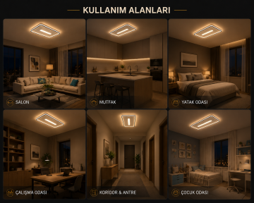 Ceres Modern Dekoratif Dikdörtgen Plafonyer Led Avize Aydınlatma 3 Renk Modlu KOZ8051