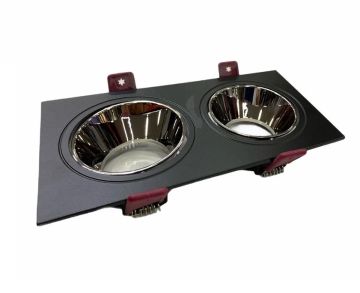 Cata Jaguar İkili Kare Siyah Platin Dekoratif Boş Kasa Spot ct-5054