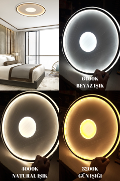 Sedna Modern Dekoratif Yuvarlak Plafonyer Led Avize Aydınlatma 3 Renk Modlu KOZ8052