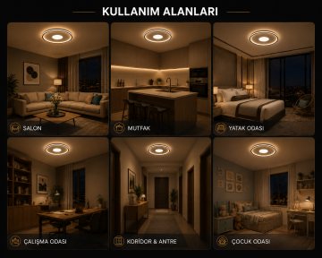 Sedna Modern Dekoratif Yuvarlak Plafonyer Led Avize Aydınlatma 3 Renk Modlu KOZ8052