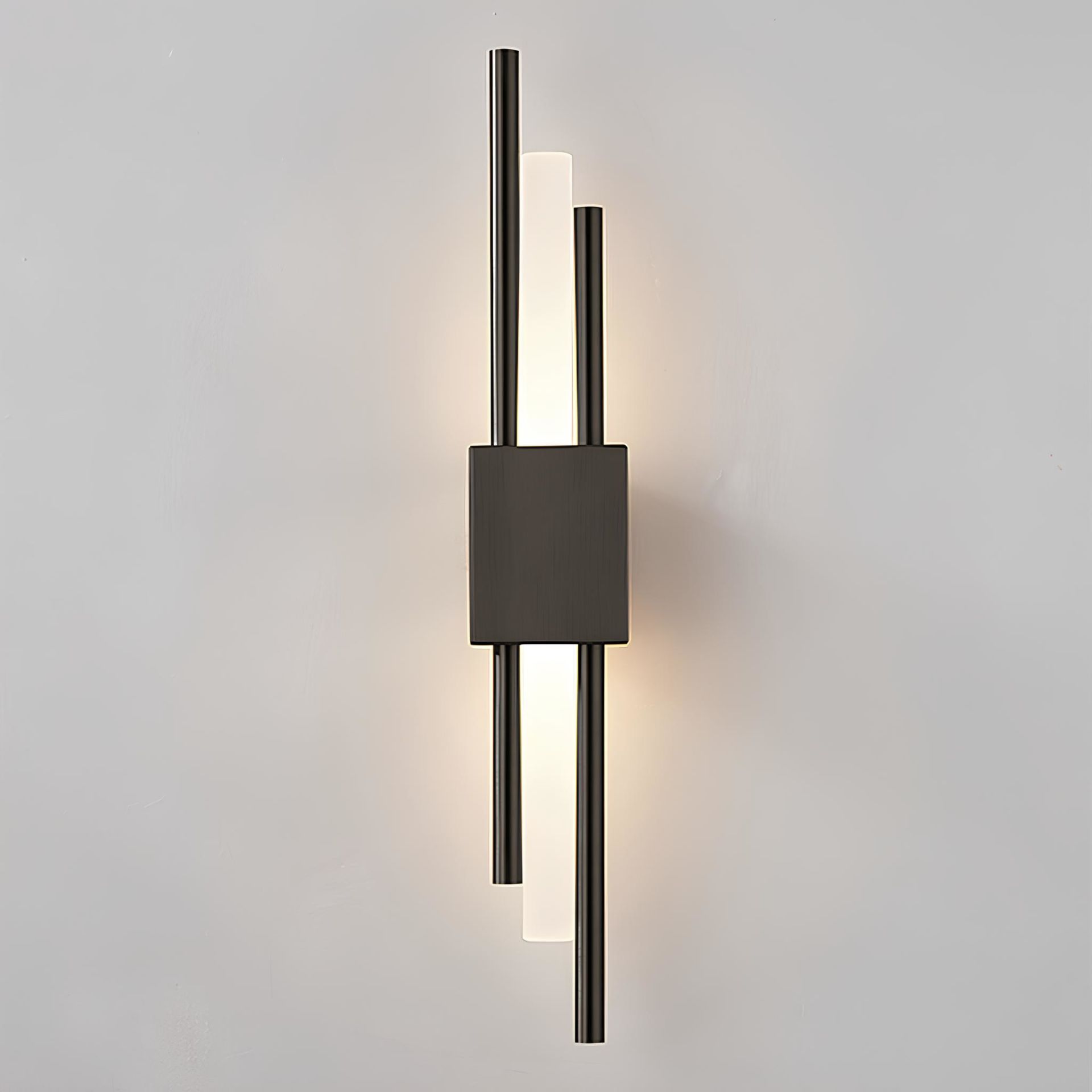 İskandinav Çift Yönlü Duvar Aplik Armatür Siyah Kasa 50 CM