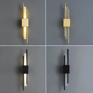 İskandinav Çift Yönlü Duvar Aplik Armatür Siyah Kasa 50 CM