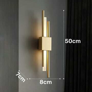 İskandinav Çift Yönlü Duvar Aplik Armatür Gold Kasa 50 CM