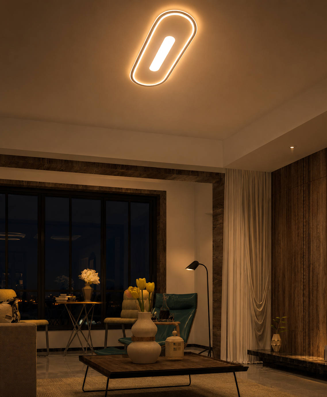 Pallas Modern Dekoratif Oval Dikdörtgen Plafonyer Led Avize Aydınlatma 3 Renk Modlu KOZ8053