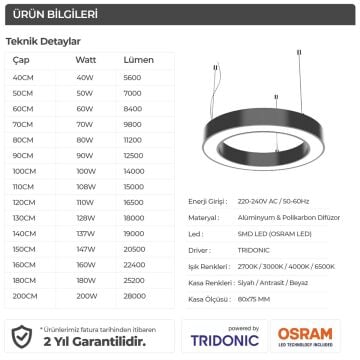 Yuvarlak Simit Linear Aydınlatma Modern Led Avize Lineer Armatür 8x6 Cm Kasa