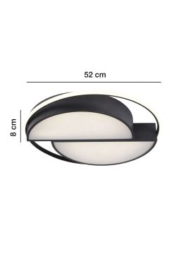 Vesta Modern Dekoratif Yuvarlak Plafonyer Led Avize Aydınlatma Siyah Kasa 3 Renk Modlu KOZ8060