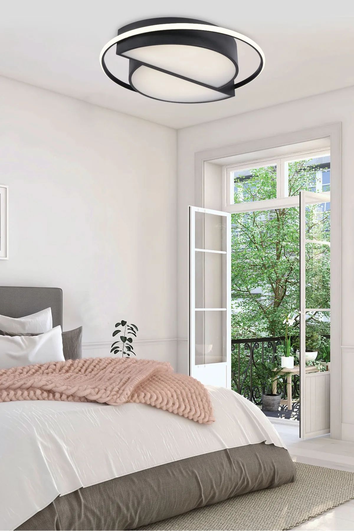 Vesta Modern Dekoratif Yuvarlak Plafonyer Led Avize Aydınlatma Siyah Kasa 3 Renk Modlu KOZ8060