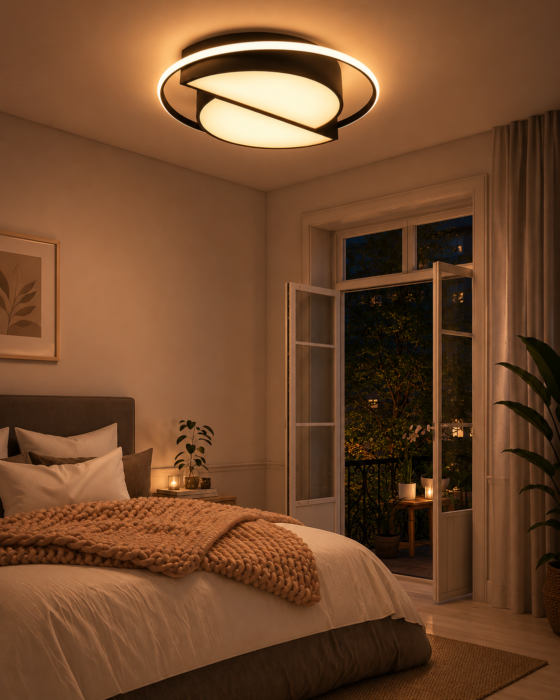 Vesta Modern Dekoratif Yuvarlak Plafonyer Led Avize Aydınlatma Siyah Kasa 3 Renk Modlu KOZ8060