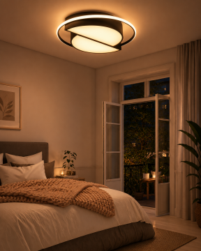Vesta Modern Dekoratif Yuvarlak Plafonyer Led Avize Aydınlatma Siyah Kasa 3 Renk Modlu KOZ8060