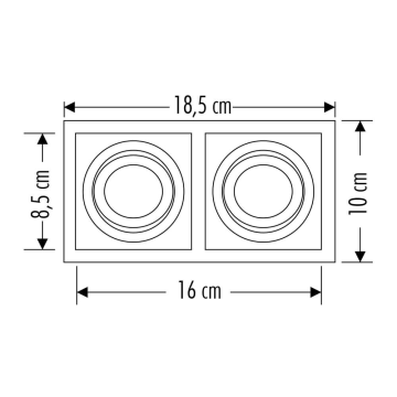 Cata Pars İkili Kare Siyah Dekoratif Boş Kasa Spot ct-5019