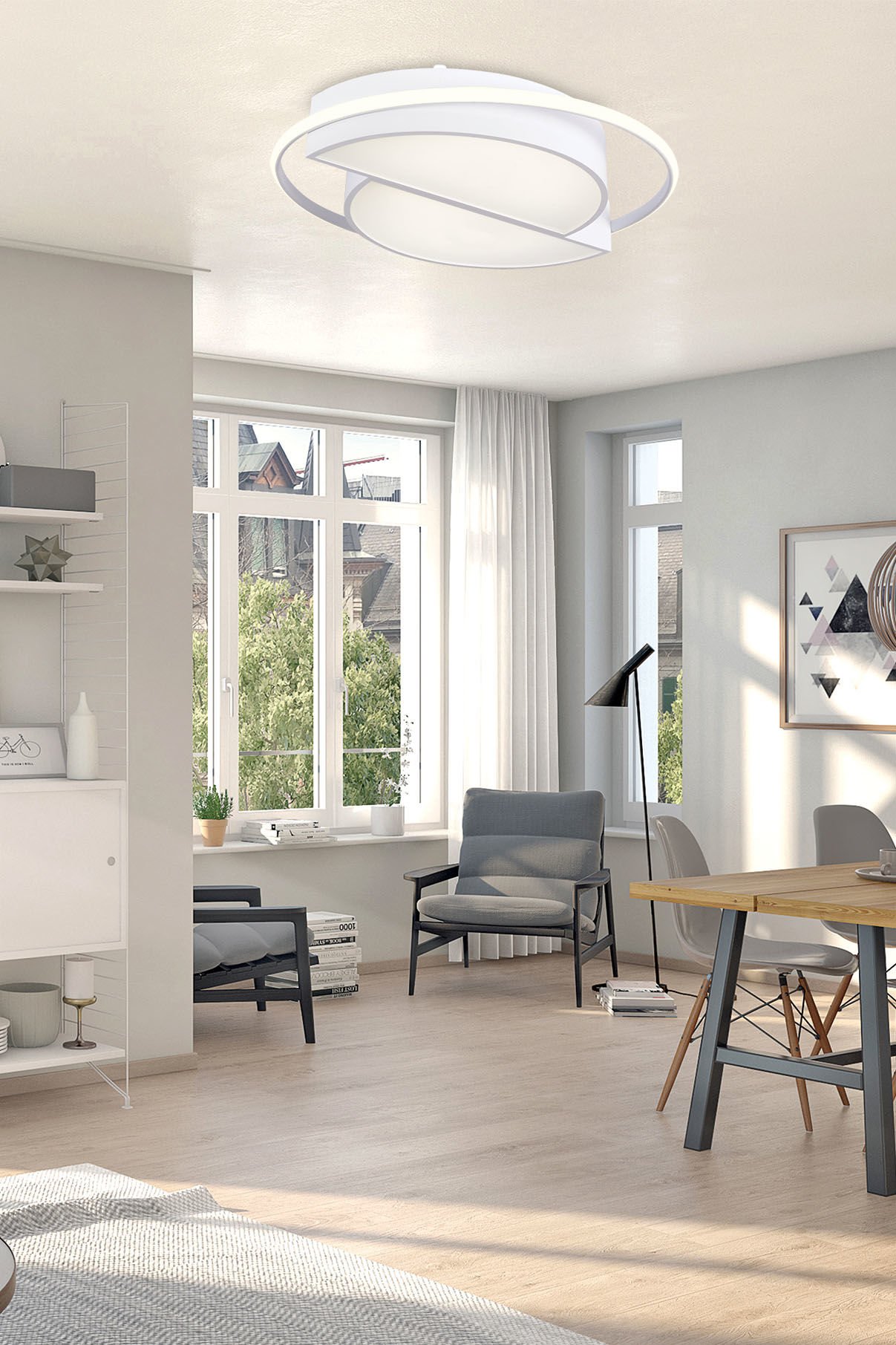 Vesta Modern Dekoratif Yuvarlak Plafonyer Led Avize Aydınlatma Beyaz Kasa 3 Renk Modlu KOZ8060