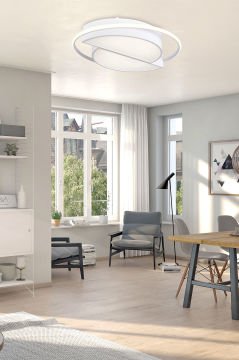 Vesta Modern Dekoratif Yuvarlak Plafonyer Led Avize Aydınlatma Beyaz Kasa 3 Renk Modlu KOZ8060