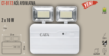 Cata 2x10 Watt Şarjlı Acil Aydınlatma Armatürü CT-9172