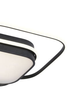 Deimos Modern Dekoratif Kare Plafonyer Led Avize Aydınlatma Siyah Kasa 3 Renk Modlu KOZ8061