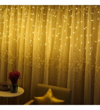 Led Perde Yılbaşı Süsü 2x2 Metre 250 Ledli Perde Yılbaşı Ağacı Süsü Fiş Tipi Şeffaf Kablo SNC-410-1