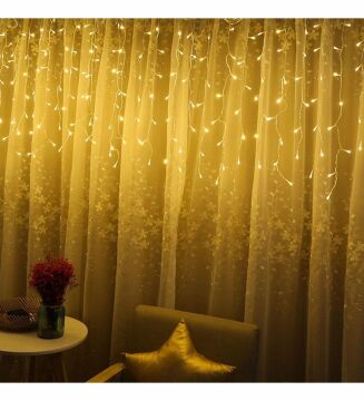 Led Perde Yılbaşı Süsü 2x2 Metre 250 Ledli Perde Yılbaşı Ağacı Süsü Fiş Tipi Yeşil Kablo SNC-410-2