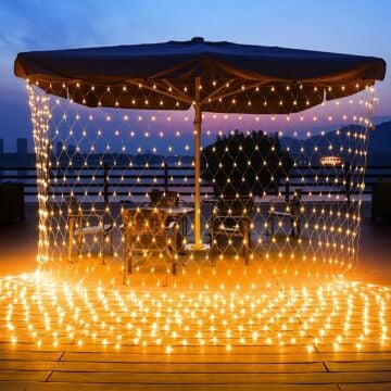 Sabit Led Balıkçı Ağı Yılbaşı Süsü 1x1 Metre 120 Ledli Ağ Yılbaşı Ağacı Süsü Fiş Tipi SNC-413-1