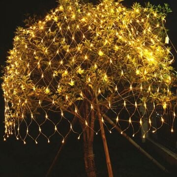 Sabit Işıklı Led Balıkçı Ağı Yılbaşı Süsleme 1x1 Metre 120 Ledli Fiş Tipi Yeşil Kablo SNC-413-1