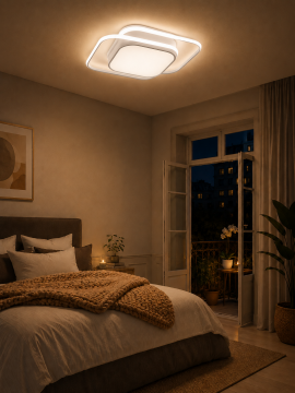 Deimos Modern Dekoratif Kare Plafonyer Led Avize Aydınlatma Beyaz Kasa 3 Renk Modlu KOZ8061