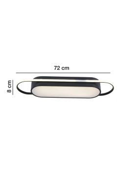 Mimas Modern Dekoratif Dikdörtgen Plafonyer Led Avize Aydınlatma Siyah Kasa 3 Renk Modlu KOZ8062
