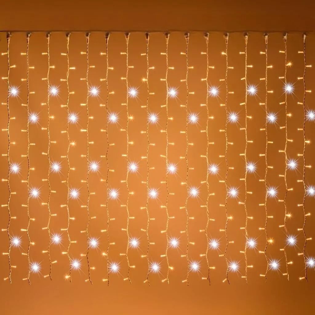 Animasyonlu Led Perde Yılbaşı Süsü 2x2 Metre 156 Ledli Perde Yılbaşı Ağacı Süsü Şeffaf Kablo SNC-418-1