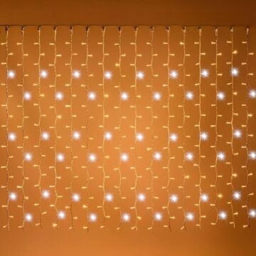 Animasyonlu Led Perde Yılbaşı Süsü 2x2 Metre 156 Ledli Perde Yılbaşı Ağacı Süsü Şeffaf Kablo SNC-418-1