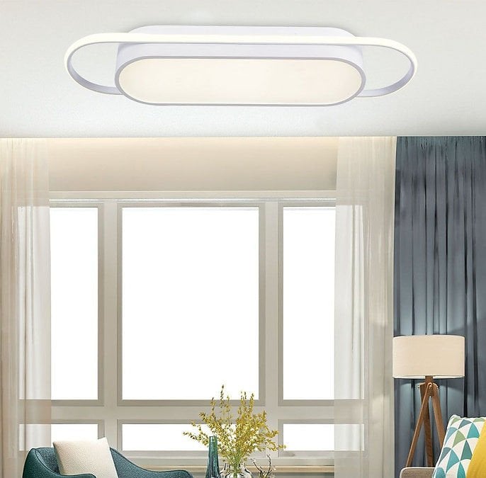 Mimas Modern Dekoratif Dikdörtgen Plafonyer Led Avize Aydınlatma Beyaz Kasa 3 Renk Modlu KOZ8062