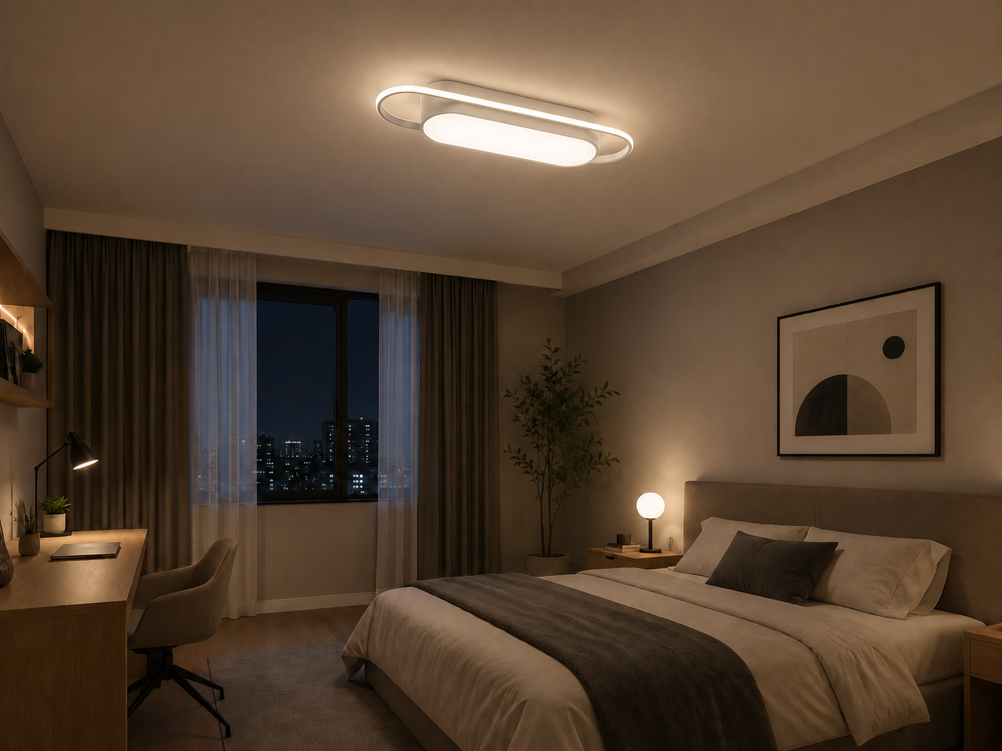 Mimas Modern Dekoratif Dikdörtgen Plafonyer Led Avize Aydınlatma Beyaz Kasa 3 Renk Modlu KOZ8062