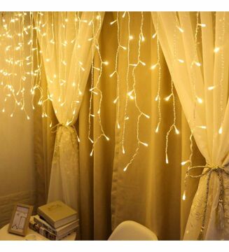 Animasyonlu Led Perde Yılbaşı Süsü 3x3 Metre 240 Ledli Perde Yılbaşı Ağacı Süsü Şeffaf Kablo SNC-420-1