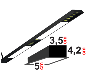 Sıva Altı Mercekli Led Linear Aydınlatma 280Cm Samsung Led Gömme Lineer Armatür 5x4x3,5 Cm Kasa