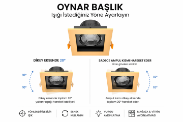 Goya 8 Watt Kare Dimlenebilir Samsung Ledli Spot Armatür GY 1742-8 6500K (Beyaz Işık) - Beyaz - Beyaz - Dimli