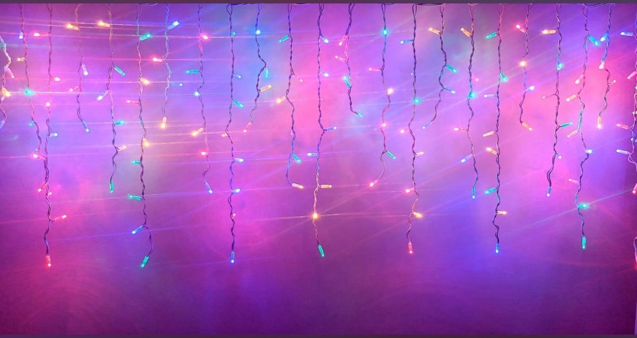 Saçak Sabit Led Yılbaşı Süsü 144 Ledli Yılbaşı Ağacı Süsü Beyaz Kablo 250Cm RGB SNC-517-2