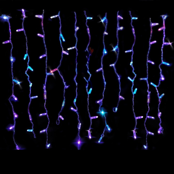 Saçak Sabit Led Yılbaşı Süsü 144 Ledli Yılbaşı Ağacı Süsü Beyaz Kablo 250Cm RGB SNC-517-2