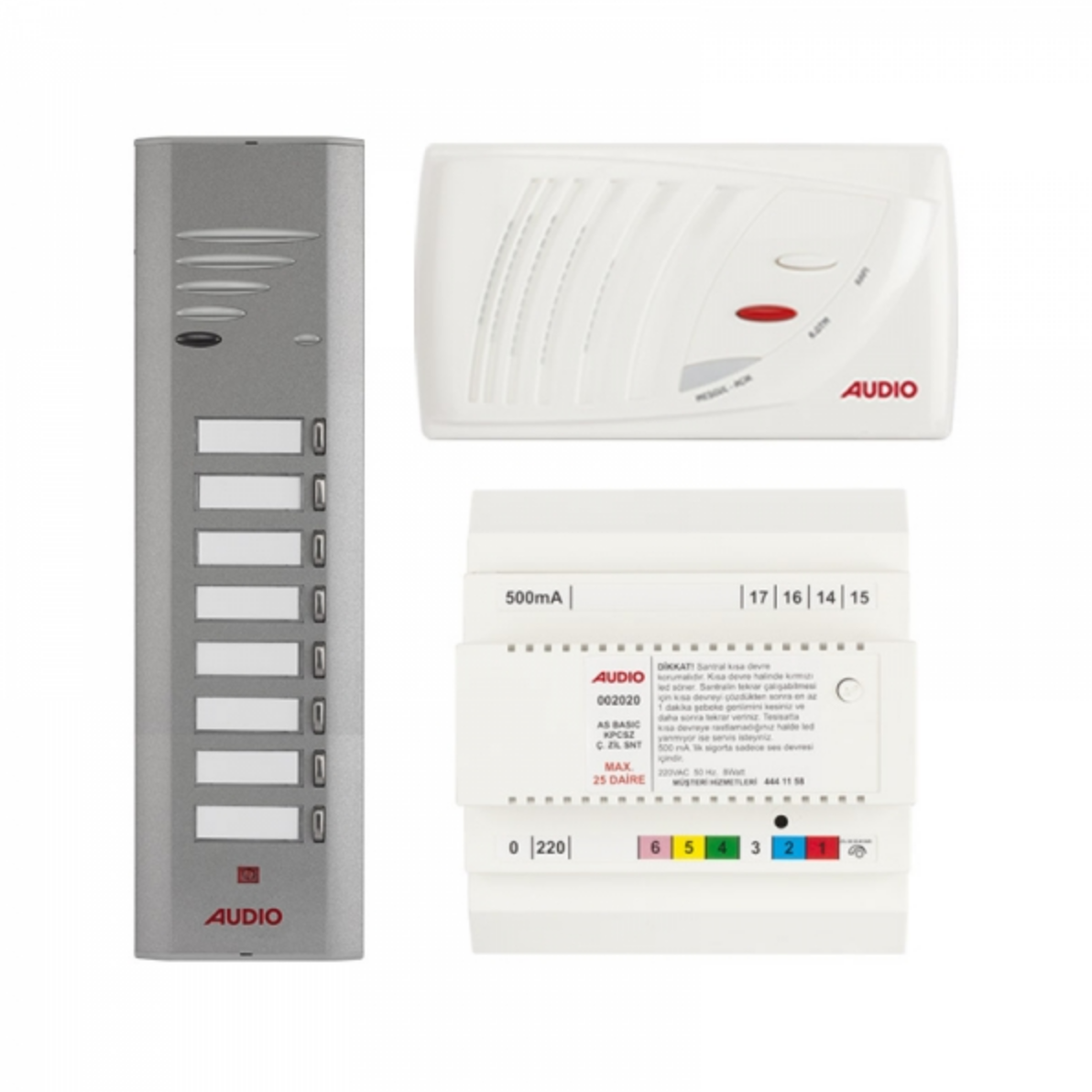 Audio SA201 Konsept Serisi 8 Daire Kapıcısız Sesli Diafon Paket