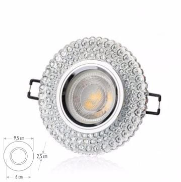 Cata Mercan Led Çerçeveli Kristal Yuvarlak Dekoratif Cam Spot ct-6637