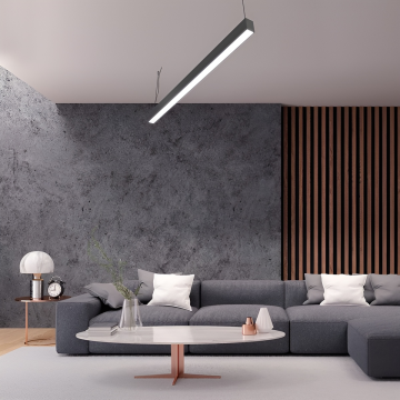 Samsung Ledli Sıva Üstü Led Lineer Armatür 8,5x8,5 Cm Profil 100 Cm 42W Linear Aydınlatma 6500K (Beyaz Işık) - Askılı - Antrasit