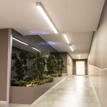 Samsung Ledli Sıva Üstü Led Lineer Armatür 8,5x8,5 Cm Profil 100 Cm 42W Linear Aydınlatma 6500K (Beyaz Işık) - Askılı - Antrasit