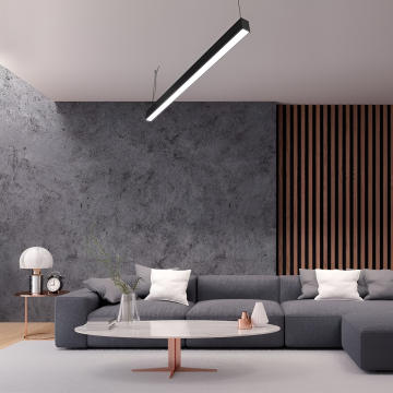Samsung Ledli Sıva Üstü Led Lineer Armatür 8,5x8,5 Cm Profil 100 Cm 42W Linear Aydınlatma 6500K (Beyaz Işık) - Askılı - Antrasit