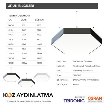 Oval Altıgen Davul Linear Aydınlatma Modern Led Avize Lineer Armatür