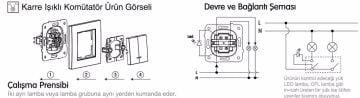 Viko Karre Komütatör İkili Işıklı Anahtar Beyaz Mekanizma + Kapak 90967050