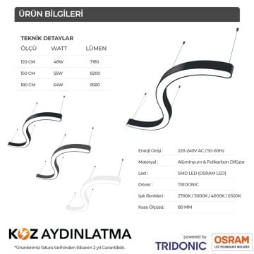 Su Yolu Linear Aydınlatma Modern Led Avize Lineer Armatür