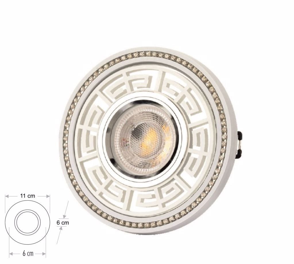 Cata Yonca Led Çerçeveli Kristal Yuvarlak Dekoratif Cam Spot ct-6665