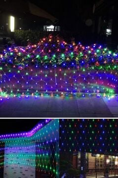 Animasyonlu Balıkçı Ağı Led Yılbaşı Süsü 3x2 Metre 240 Ledli Ağ Yılbaşı Ağacı Süsü Yeşil Kablolu SNC-416-1